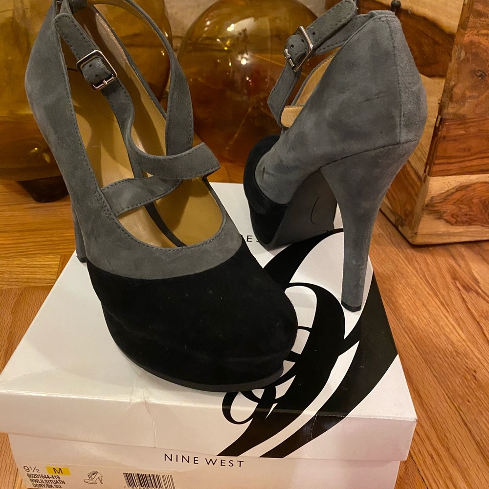 Nine West suede leather platform heels